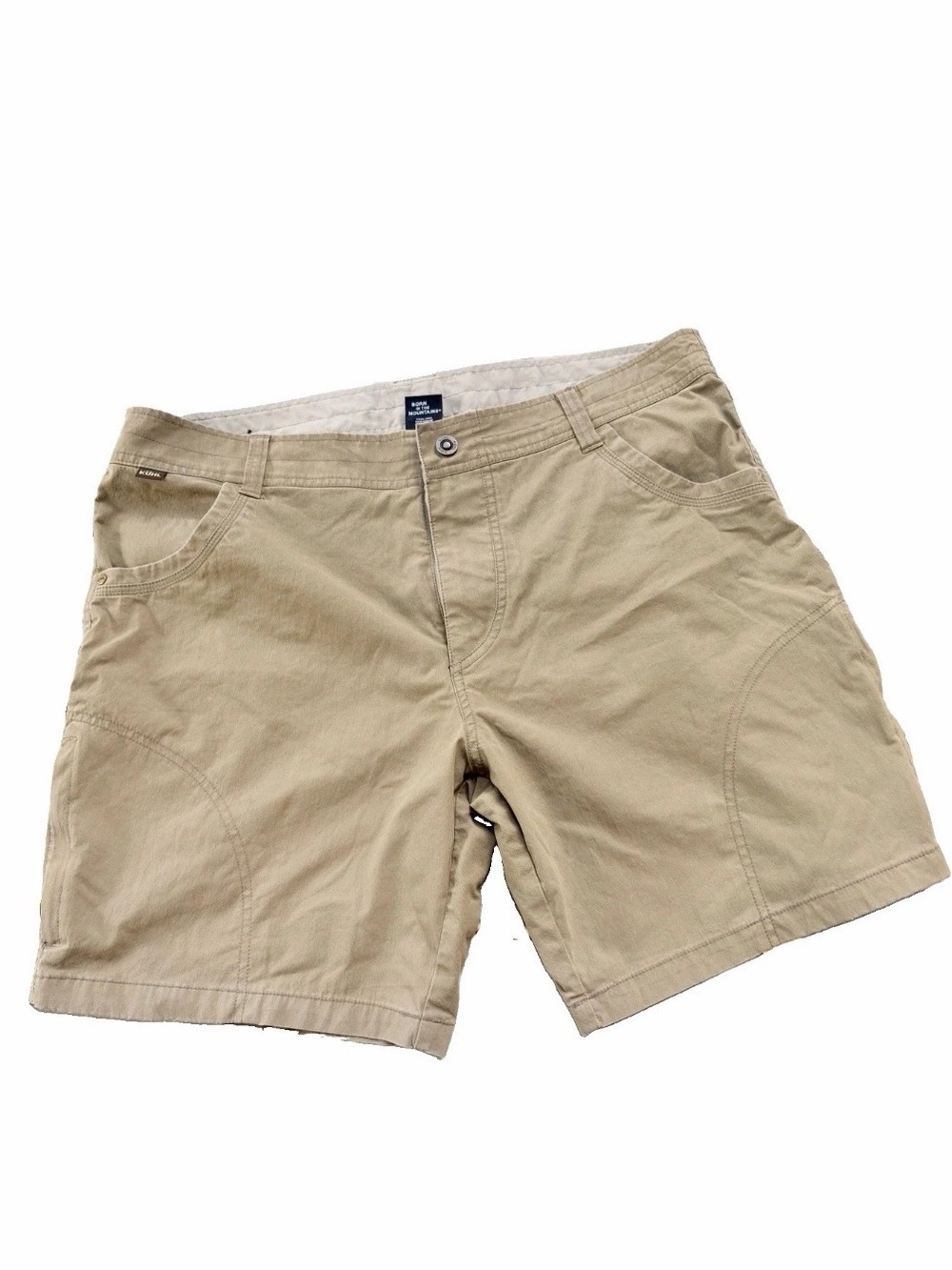 Kuhl Shorts Sz 38 Tan khaki Ramblr Cotton Nylon Cargo Outdoor Hiking 7.5” Inseam